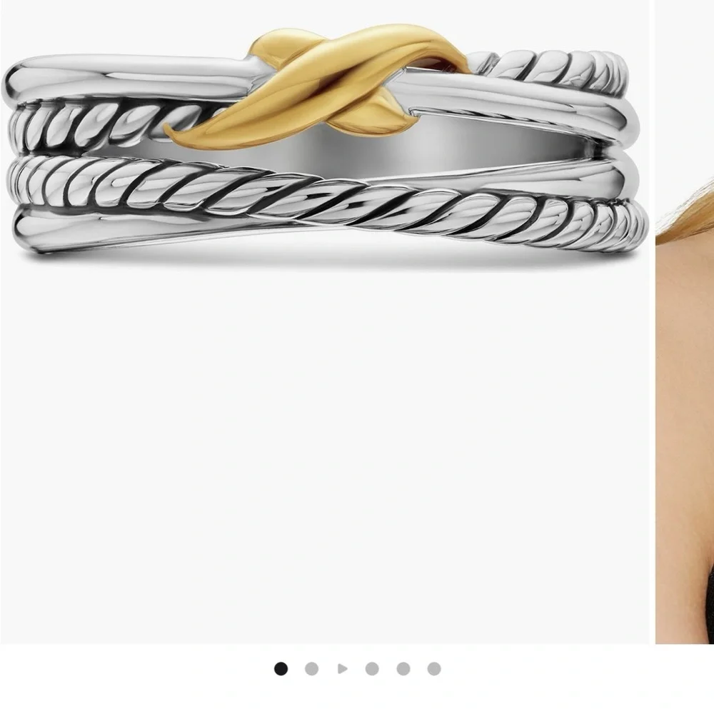 David Yurman Silver and Gold Ring X Crossover Size 5 - Picture 5 of 12